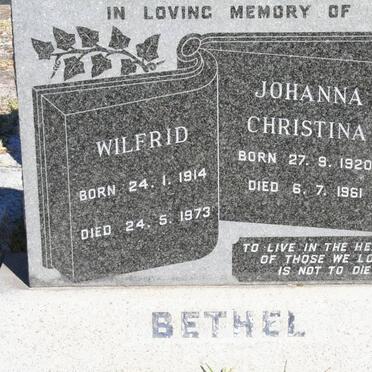 BETHEL Wilfrid 1914-1973 &amp; Johanna Christina 1920-1961