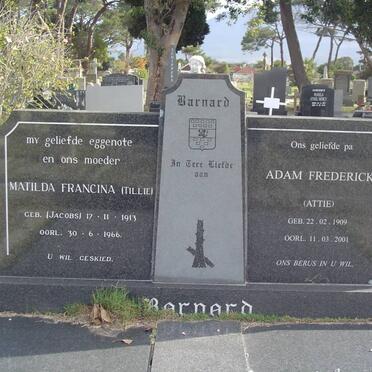 BARNARD Adam Frederick 1909-2001 &amp; Matilda Francina JACOBS 1913-1966