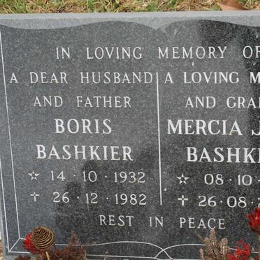 BASHKIER Boris 1932-1982 &amp; Mercia Joan 1936-2007