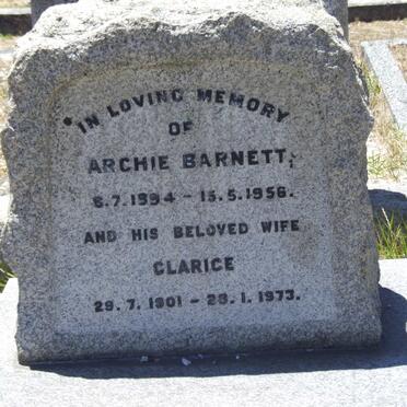 BARNETT Archie 1894-1956 &amp; Clarice 1901-1973
