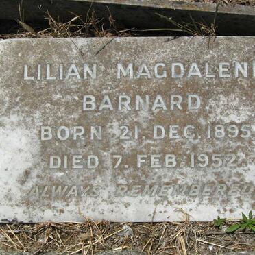 BARNARD Lilian Magdalena 1895-1952