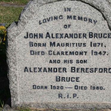 BRUCE John Alexander 1871-1947 :: BRUCE Alexander Beresford 1920-1960