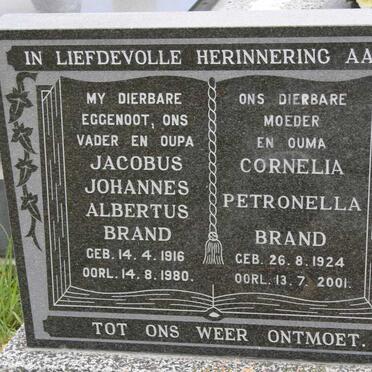 BRAND Jacobus Johannes Albertus 1916-1980 &amp; Cornelia Petronella 1924-2001