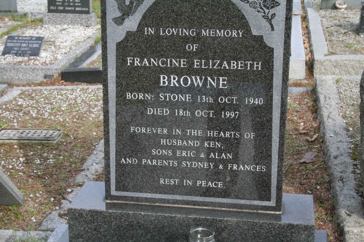 BROWNE Francine Elizabeth nee STONE 1940-1997