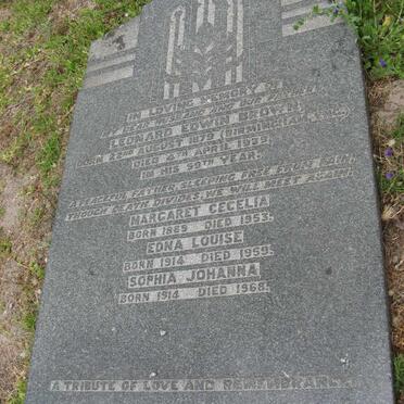 BROWN Leonard Edwin 1879-1939 &amp; Margaret Cecelia 1889-1953 :: BROWN Edna Louise 1914-1959 :: BROWN Sophia Johanna 1914-1968