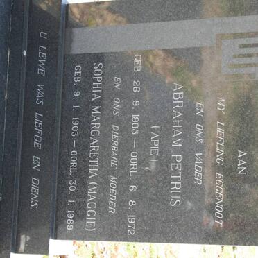 BREYTENBACH Abraham Petrus 1905-1972 &amp; Sophia Margaretha 1903-1989