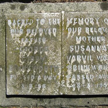 BRINKWORTH George Gibby -1956 &amp; Susannah Varvil Waite -1953