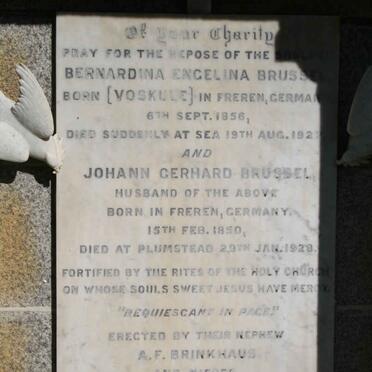 BRUSSEL Johann Gerhard 1850-1928 &amp; Bernardina Engelina VOSKULE 1856-1927