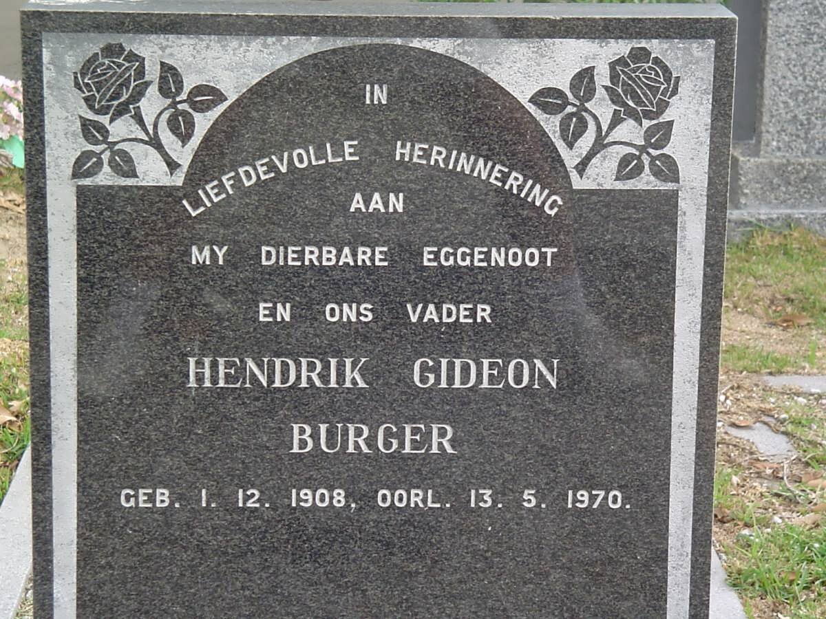 BURGER Hendrik Gideon 1908-1970