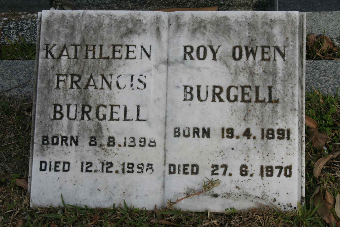 BURGELL Roy Owen 1891-1970 &amp; Kathleen Francis 1898-1998