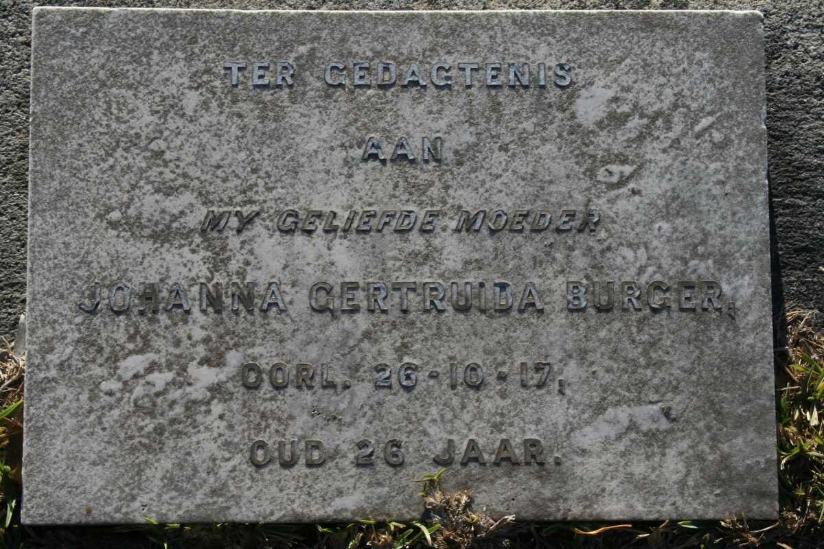 BURGER Johanna Gertruida -1917