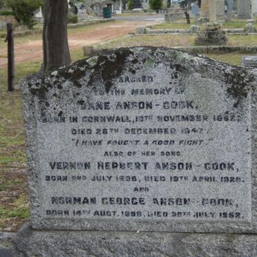 COOK Jane, ANSON 1862-1947 :: ANSON-COOK Vernon Herbert 1896-1928 :: ANSON-COOK Norman George 1898-1952