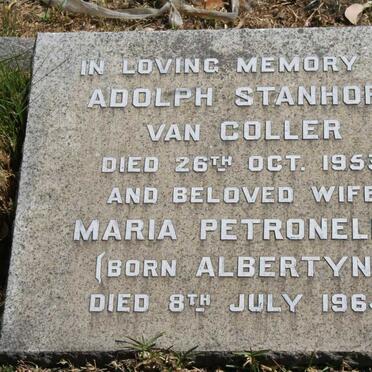 COLLER Adolph Stanhope, van -1953 &amp; Maria Petronella ALBERTYN -1964