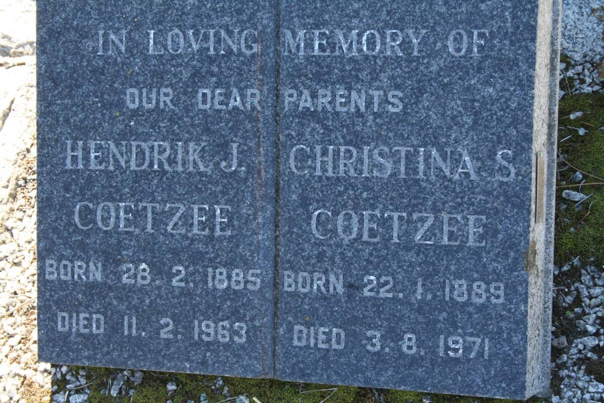 COETZEE Hendrik J. 1885-1963 &amp; Christina S.1889-1971