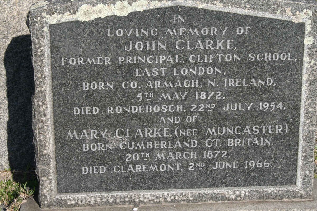 CLARKE John 1872-1954 &amp; Mary MUNCASTER 1872-1966