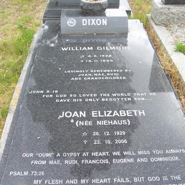DIXON William Gilmore 1925-1999 &amp; Joan Elizabeth NIEHAUS 1929-2006