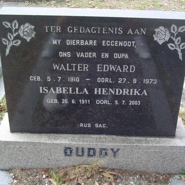 DUDDY Walter Edward 1910-1973 &amp; Isabella Hendrika 1911-2003