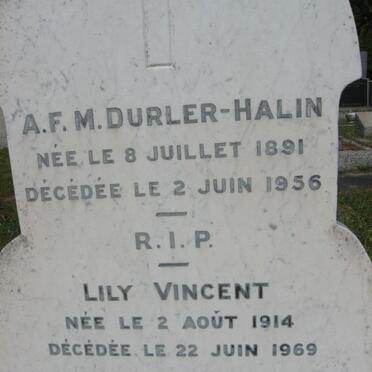 DURLER A.F.M. nee HALIN 1891-1956 :: ? Lily Vincent 1914-1969