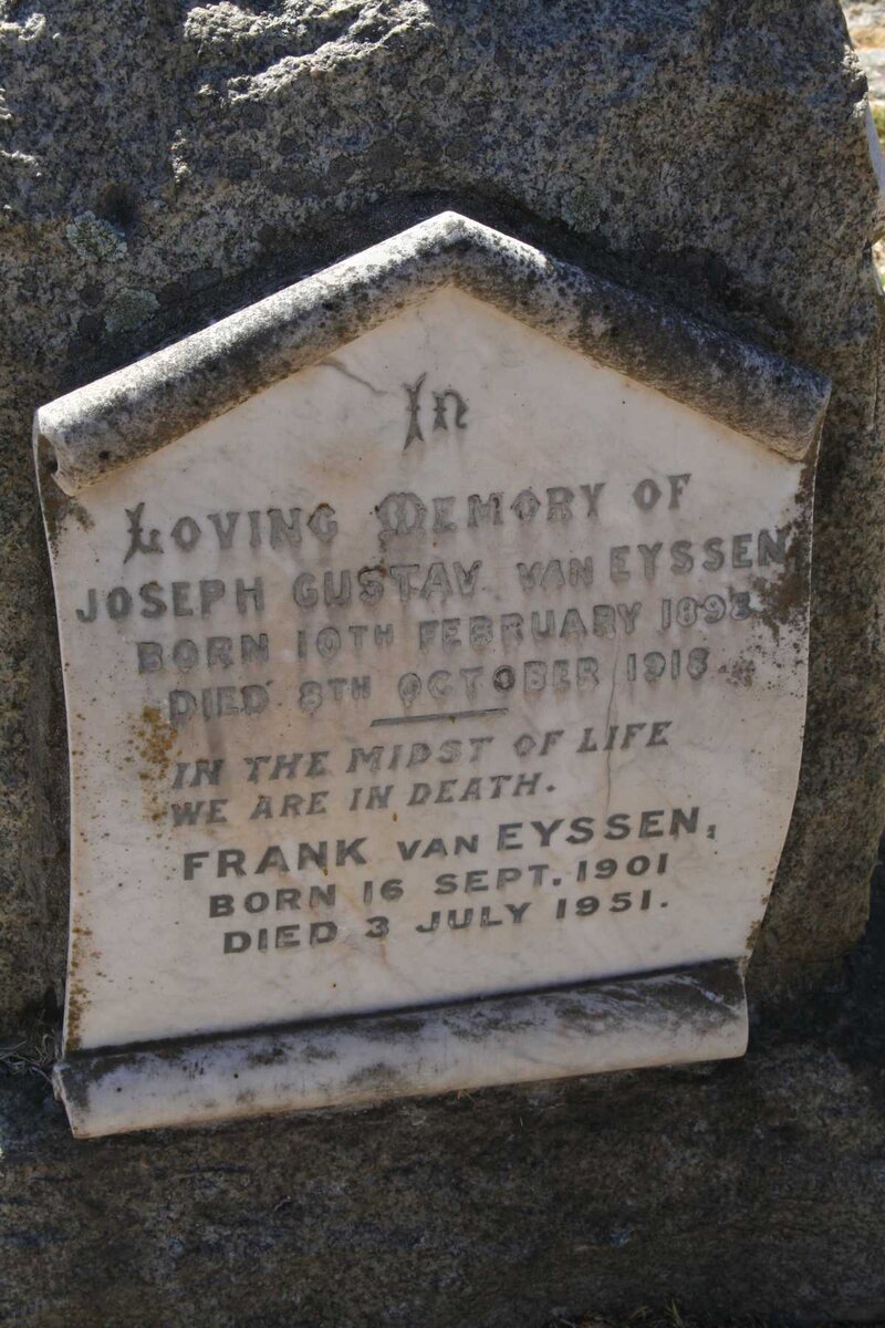 EYSSEN Joseph Gustav, van 1898-1918 :: VAN EYSSEN Frank 1901-1951