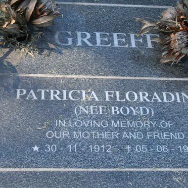 GREEFF Patricia Floradina nee BOYD 1912-1997