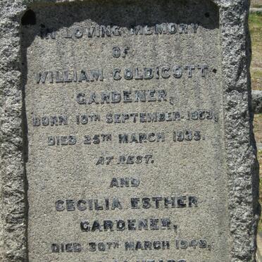GARDENER William Coldicott 1863-1935 &amp; Cecilia Esther -1949