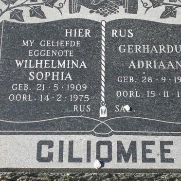 GILIOMEE Gerhardus Adriaan 1907-1979 &amp; Wilhelmina Sophia 1909-1975
