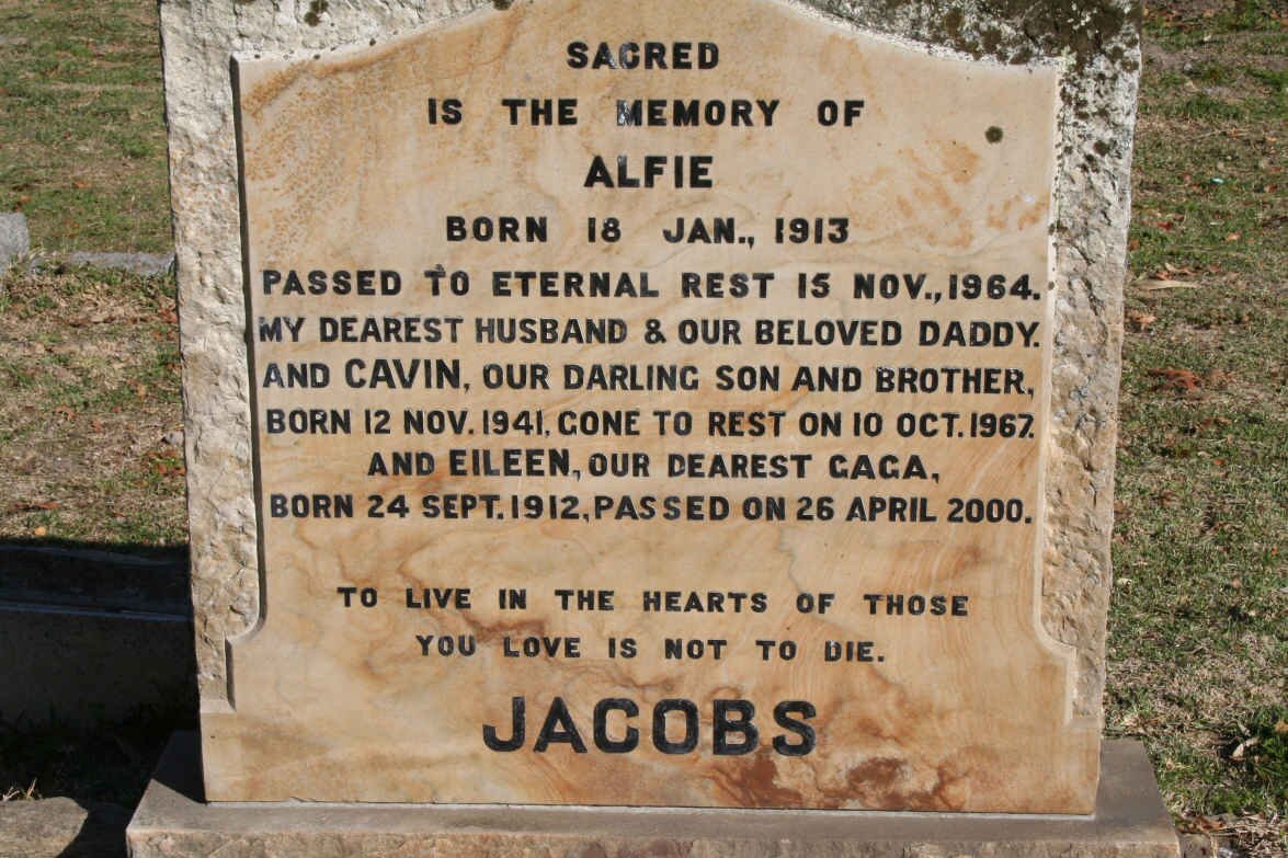 JACOBS Alfie 1913-1964 &amp; Eileen 1912-2000 :: JACOBS Cavin 1941-1967