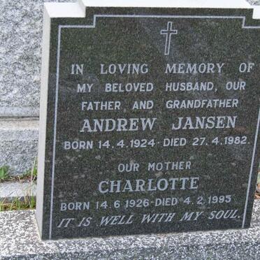 JANSEN Andrew 1924-1982 &amp; Charlotte 1926-1995