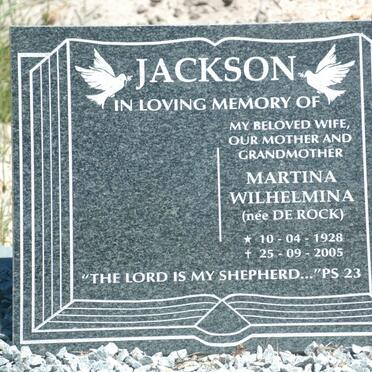 JACKSON Martina Wilhelmina nee DE ROCK 1928-2005