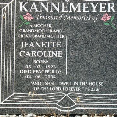 KANNEMEYER Jeanette Caroline 1923-2004