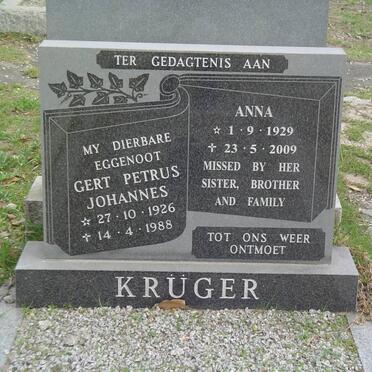 KRÜGER Gert Petrus Johannes 1926-1988 &amp; Anna 1929-2009
