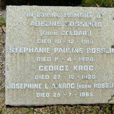 KROG George -1920 &amp; Josephine L.A. ROSSLIND -1965 :: ROSSLIND Adeline nee CALDARI -1919 :: ROSSLIND Stephanie Pauline -1920