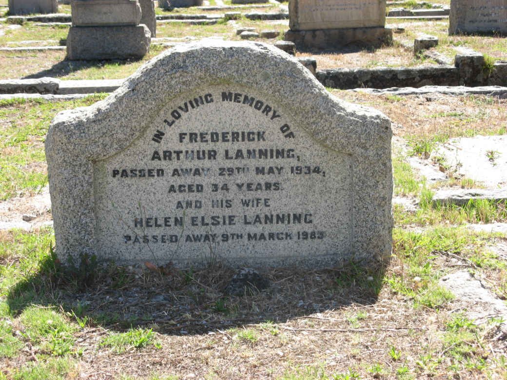 LANNING Frederick Arthur -1934 &amp; Helen Elsie -1983