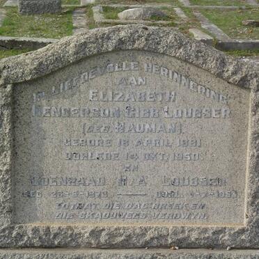 LOUBSER Coenraad R.A. 1873-1953 &amp; Elizabeth Henderson Gibb HAUMAN 1861-1950