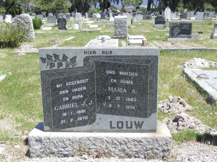 LOUW Gabriel J.J. 1881-1970 &amp; Maria A. 1883-1974