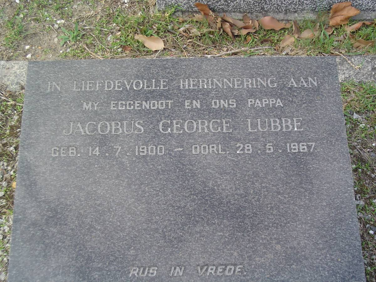 LUBBE Jacobus George 1900-1967