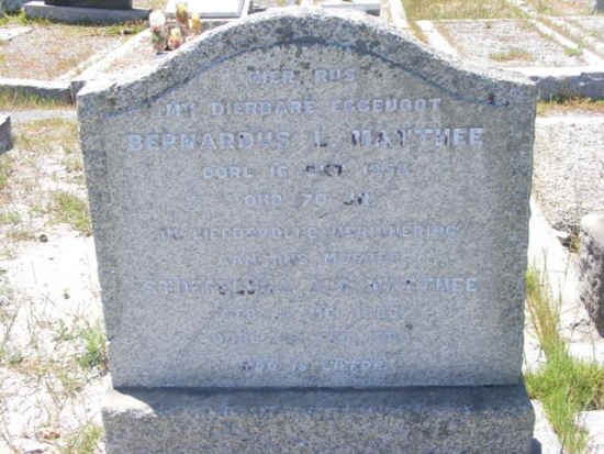MATTHEE Bernardus L. -1958 & Stoffellina A.S. 1883-1960