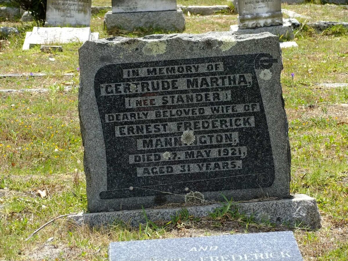 MANNINGTON Ernest Frederick 1886-1970 & Gertrude Martha STANDER -1921