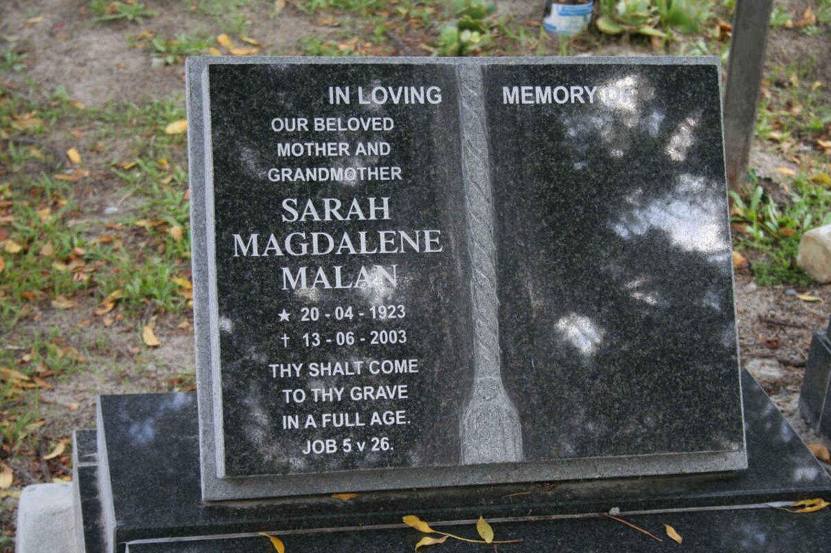 MALAN Sarah Magdalene 1923-2003