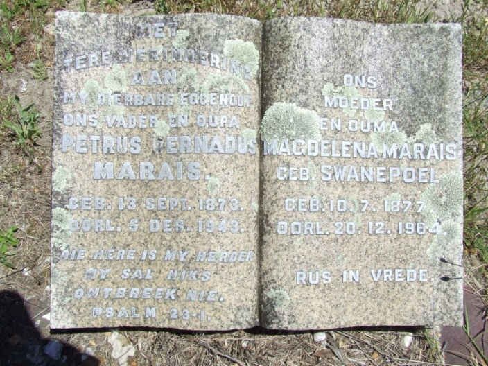 MARAIS Petrus Bernadus 1873-1943 &amp; Magdelena SWANEPOEL 1877-1964