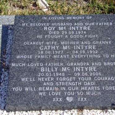 MCINTYRE Roy -1974 & Cathy 1927-1992 :: MCINTYRE Billy 1948-2006