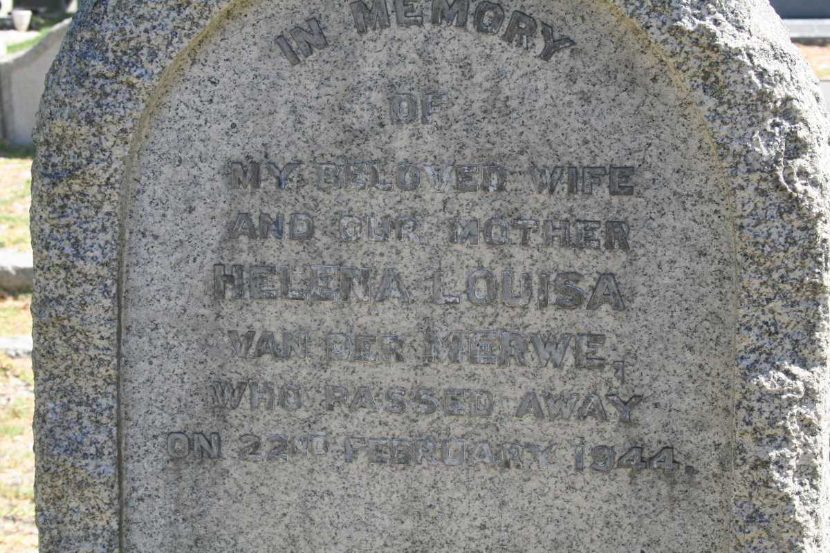 MERWE Helena Louisa, van der -1944