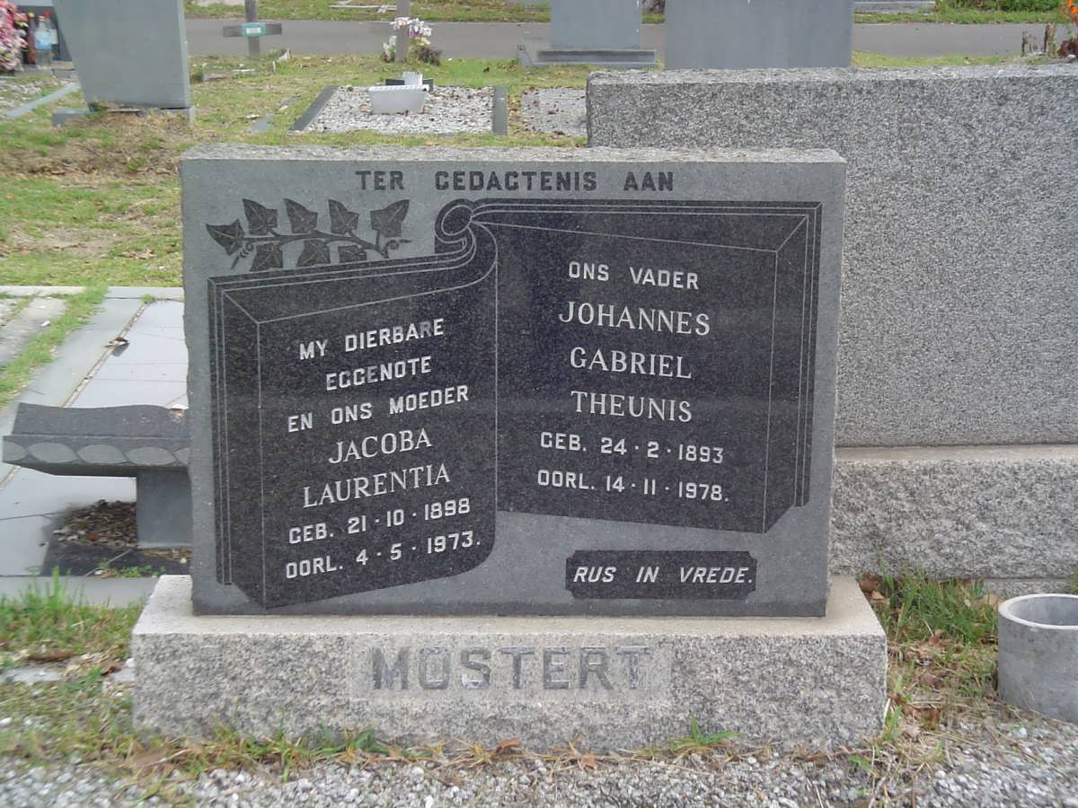 MOSTERT Johannes Gabriel Theunis 1893-1978 & Jacoba Laurentia 1898-1973