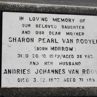 ROOYEN Andries Johannes, van -1973 & Sharon Pearl MORROW -1972