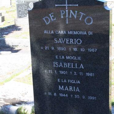 PINTO Saverio, de 1890-1967 &amp; Isabella 1901-1981 :: PINTO Maria, de 1944-1991