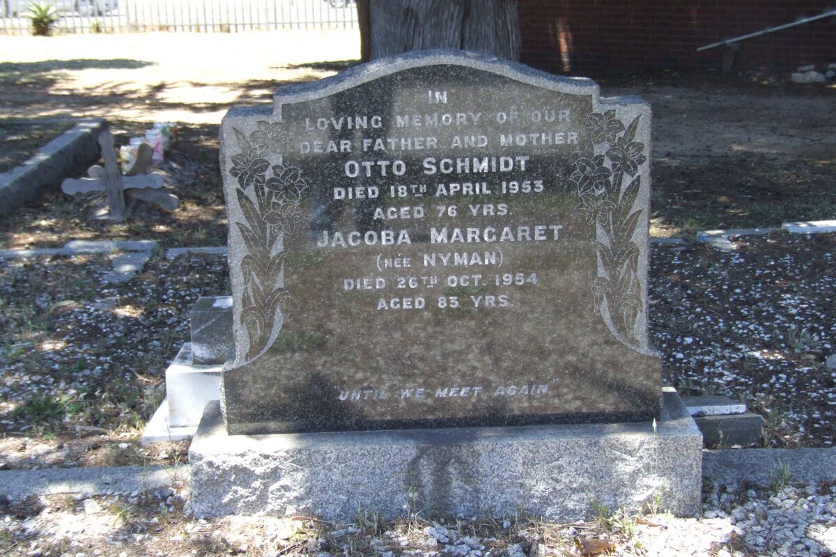 SCHMIDT Otto -1953 &amp; Jacoba Margaret NYMAN -1954