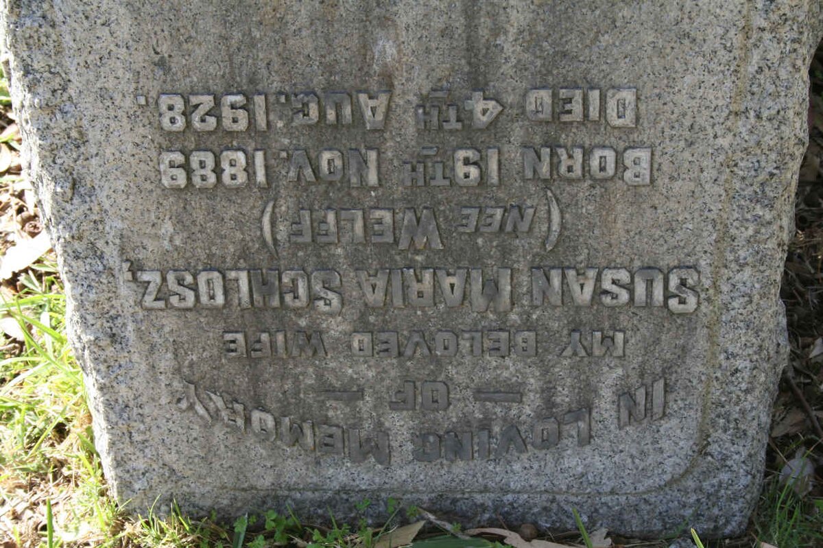 SCHLOSZ Susan Maria nee WELFF 1889-1928