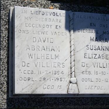 VILLIERS David Abraham Wilhelm, de 1894-1967 &amp; Maria Susanne Elizabeth 1896-1971