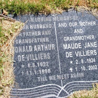 VILLIERS ?onald Arthur, de 1922-1998 &amp; Maude Jane 1924-2002