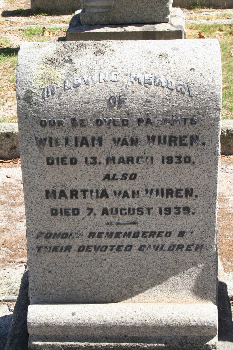 VUREN William, van -1930 &amp; Martha -1939